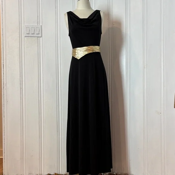 HALARA Black Maxi Dress | Cowl Neck, Open Back, Hidden Slit | Size M - Picture 1 of 11